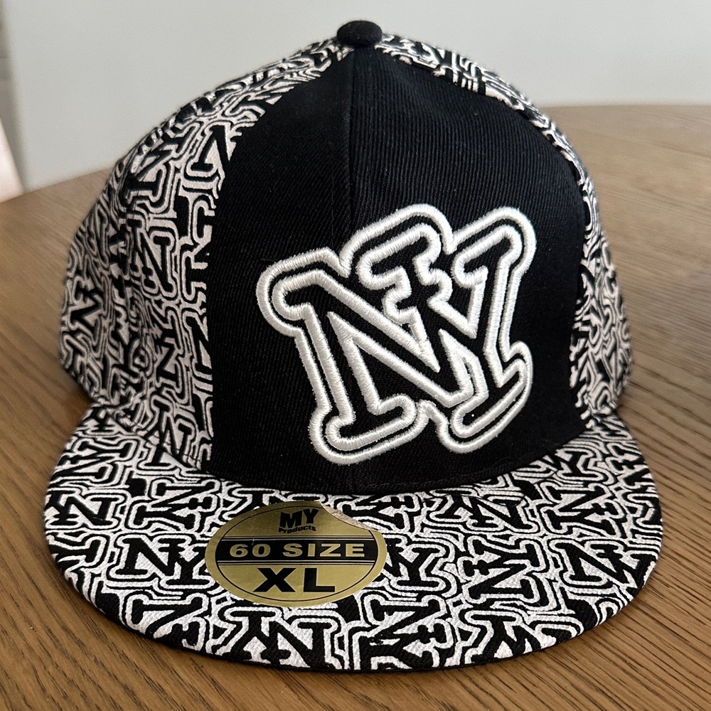 Black and White NY Fitted Cap